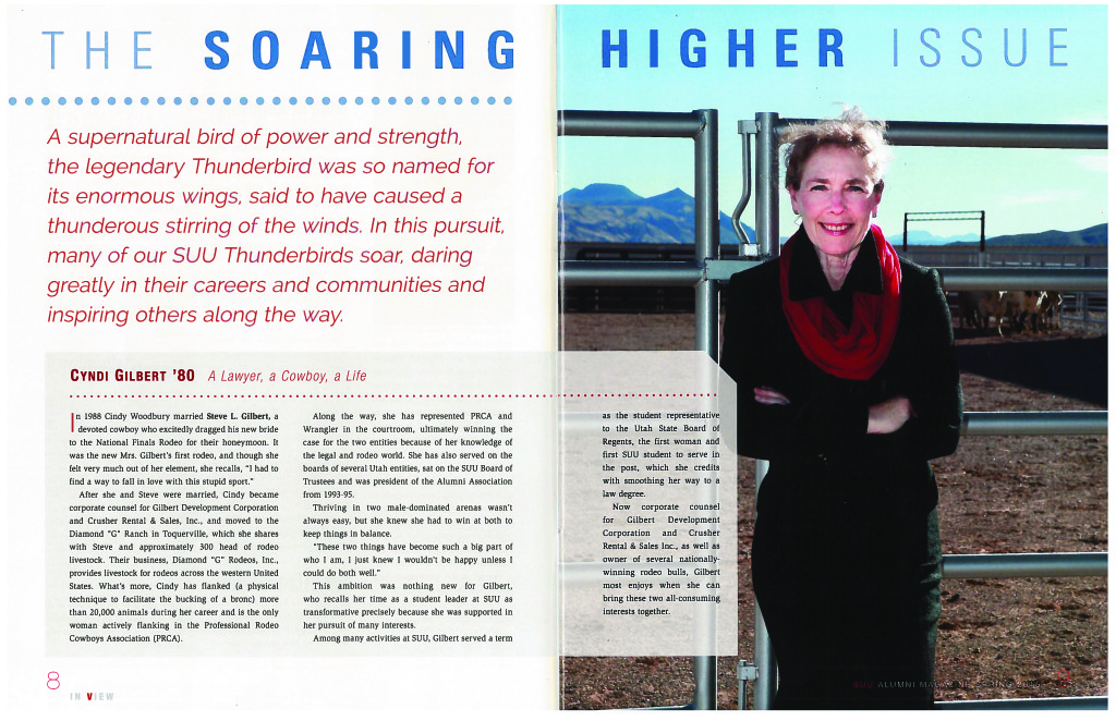 Cyndi SUU In View Alumni Magazine Spring 2015