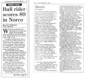 Prorodeo sports news Bull Rider scores 090397
